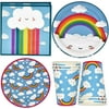 Rainbow Cloud Party Supplies Tableware Set 24 9" Paper Plates 24 7" Plate 24 9 Oz. Cups 50 Lunch Napkins for Colorful Pastel Multi Colored Sky Clouds Stripe Baby Shower Birthday Dinnerware Decorations