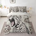 thumbnail image 2 of Homewish 3D Leopard Cheetah Bedding Comforter Set 7pcs, Cartoon Wildlife King Bedding Sets, Modern Fashion Newspaper Reversible Bed Sheets, Luxury Bedroom Decor, 2 of 7