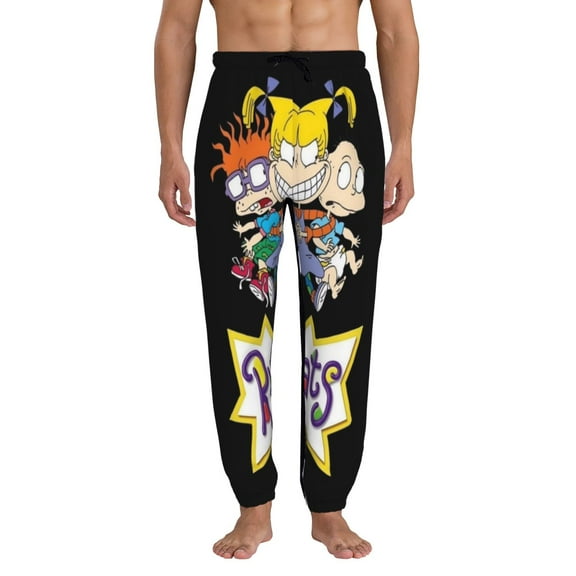 Mens Rugrats Joggers Sweatpants Front Print Pants Novelty Graphic Trousers Casual Athletic Sports Joggers with Pockets