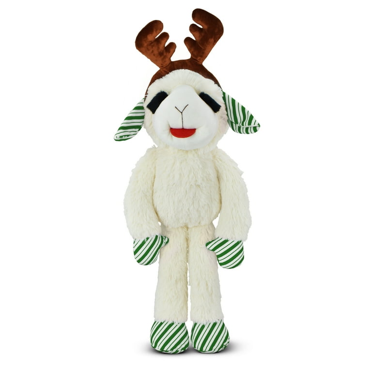Multipet Plush Jumbo Holiday Lamb Chop Reindeer Dog Toy, Squeaker