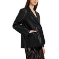 thumbnail image 4 of INSPIRE CHIC Women's Faux Leather Blazer Pockets Notch Lapel Work Casual Fall Winter Coat S Black, 4 of 6