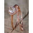 thumbnail image 2 of Sale on 2 carat Pear shape Morganite and Diamond Halo Bridal Wedding Ring Set Antique Vintage Design Milgrain in Rose Gold for Women, 2 of 2