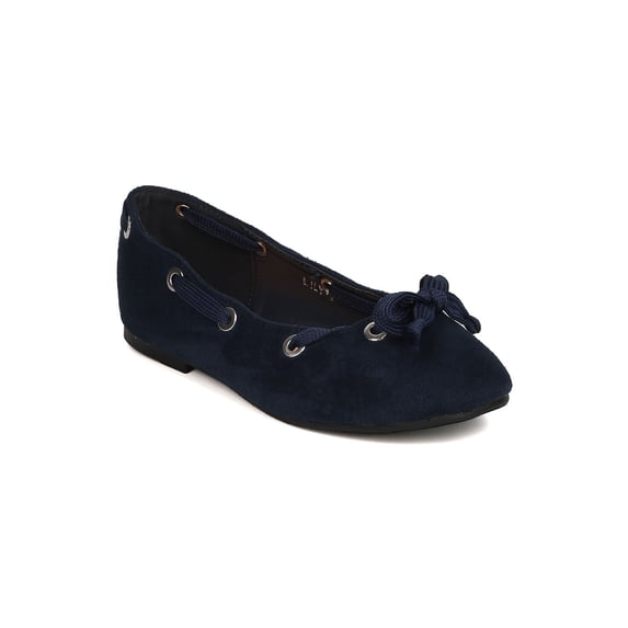 New Girl Betani Lily-1 Faux Suede Bow Tie Ballerina Flat