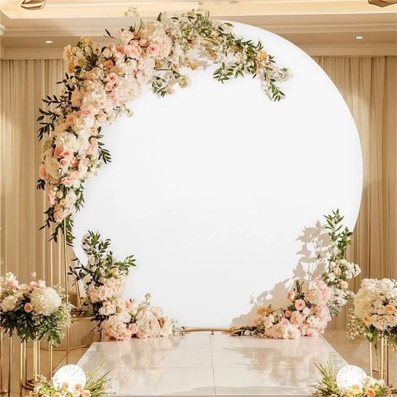 Wrinkle-Resistant Round Arch Backdrop Cover for Photography Stand - Smooth Ivory Background with Bottom Zipper - Multipurpose for Wedding, Party, Reception