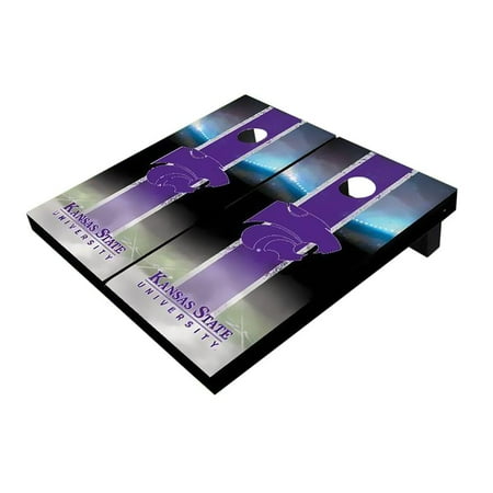 Skip s Garage Kansas Field Purple Solid Wood Cornhole Board Set