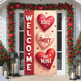 thumbnail image 6 of Red Heart Welcome Banner Buffalo Plaid Bow Love Backdrop Black Background Gold Polka Dots Heart Display for Front Door Decor Valentine's Day Party Housewarming Gift, 6 of 9