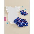 thumbnail image 4 of ZINTAOZT Baby Girls My 1st 4th of July Summer Outfits, Fly Sleeve Letters Romper Stars Bloomers Skirt Shorts Hairband Set, 4 of 8