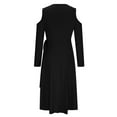 thumbnail image 4 of HAPIMO Women's Tea Length A Line Dress Fashion Cold Shoulder Fall Dress Long Sleeve Spring Workout Holiday Elegant Casual Bandage Solid Color Irregular Hem Black L, 4 of 6