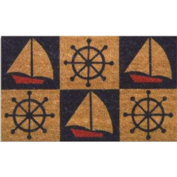 Geo Crafts G372 18 x 30 in. Coir Nautical Welcome Doormat