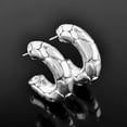 thumbnail image 2 of QNAVIC 100% Oxidized 925 Sterling Silver C Type Open Hoop Earring for Women Bridal Handmade Wedding Textured Jewelry Gift for Brides, 2 of 3