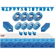 Multiple Brands Great White STF9Shark Jumbo Deluxe Birthday Party Supplies Super Bundle Pack for 16 Guests (Plus Party Planning Checklist by Mikes Super Store) Multi-color