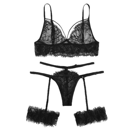 

NECHOLOGY Spicy Gifts for Women Lingerie Set Badydoll Garter Sexy Underwear Eyelash Sexy Lingerie for Women plus Size Black X-Large