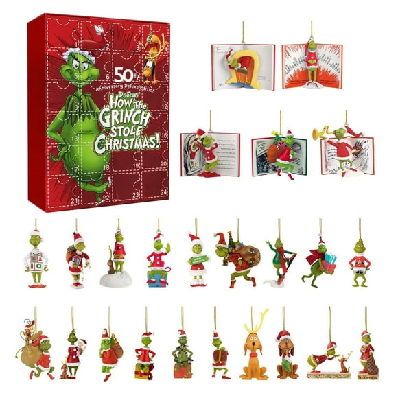 Christmas Calendar Calendrier de l'Avent de Noël 2023, Countdown pour Enfants et Adultes, Calendrier de l'Avent de Noël 24 Jours, 24 Pcs Figurines de Dessin Animé Mignonnes Poupée Vacances de Noël