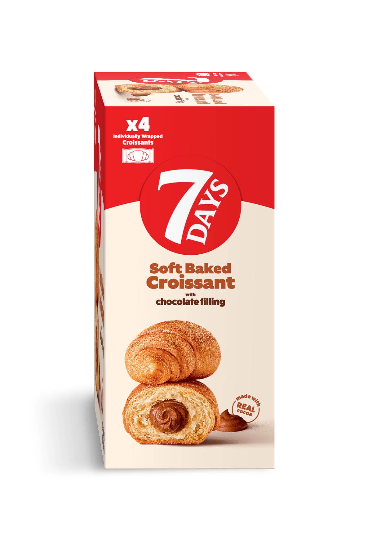 (3 pack) 7Days Soft Croissant, Chocolate Croissant (4 Pack), On The Go Breakfast Pastry, Individually Wrapped (2.12oz, Pack of 4)