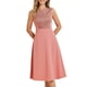 thumbnail image 1 of Vestido midi de trabajo sin mangas de cuello redondo a rayas para mujer INSPIRE CHIC XL Rosa, 1 of 6
