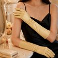 thumbnail image 4 of Unique Bargains 1 Pair Party Gloves Elegant Mid-Length Stretch Satin Long Opera Party Gloves 14.96"x4.72" Gold Tone, 4 of 5