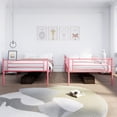 thumbnail image 3 of DeepRoar Bunk Bed Twin Over Twin, Heavy Duty Metal Bunk Bed Frame with Ladder and Guardrail, Convertible 2 Beds, Bunk Bed for Adults and Teens, Space-saving Bunk Bed for Bedroom, Dorm, Easy Assembly, 3 of 7
