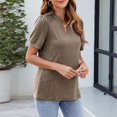 thumbnail image 5 of HAPIMO Women' Plus Size Flowy V-Neck Tees Elegant Blouses Summer Tops for Women Casual Loose Fashion Clothes Solid Color Dressy Tunic Khaki S, 5 of 8