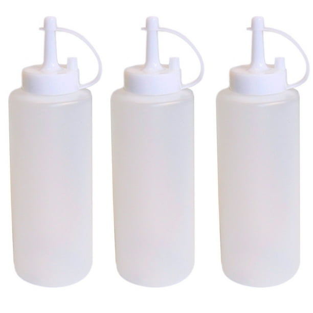 3 Clear Plastic Squeeze Bottle Condiment Dispenser Ketchup Mustard Sauce 22 Oz !