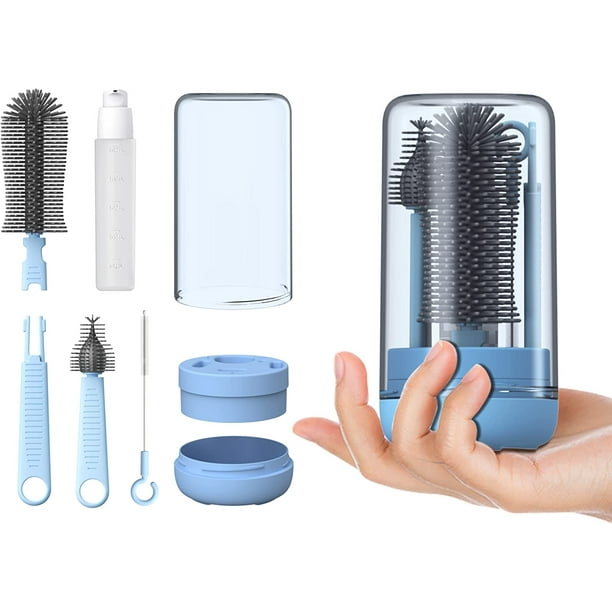 Travel Bottle Brush Set with Stand, Portable Baby Bottle Cleaning Kit