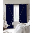 thumbnail image 4 of Golf Ball Blackout Curtains for Bedroom Living Room Darkening Curtains 54 Inch Long Navy Blue Monochrome Sport Short Curtain for Small Window Treatment Thermal Insulated Grommet Drapes 52"x54"x2, 4 of 9