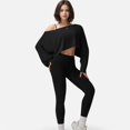 thumbnail image 5 of Women's Cropped Long Sleeve Pullover with Wide Boat Neck - Small, Black, 5 of 6
