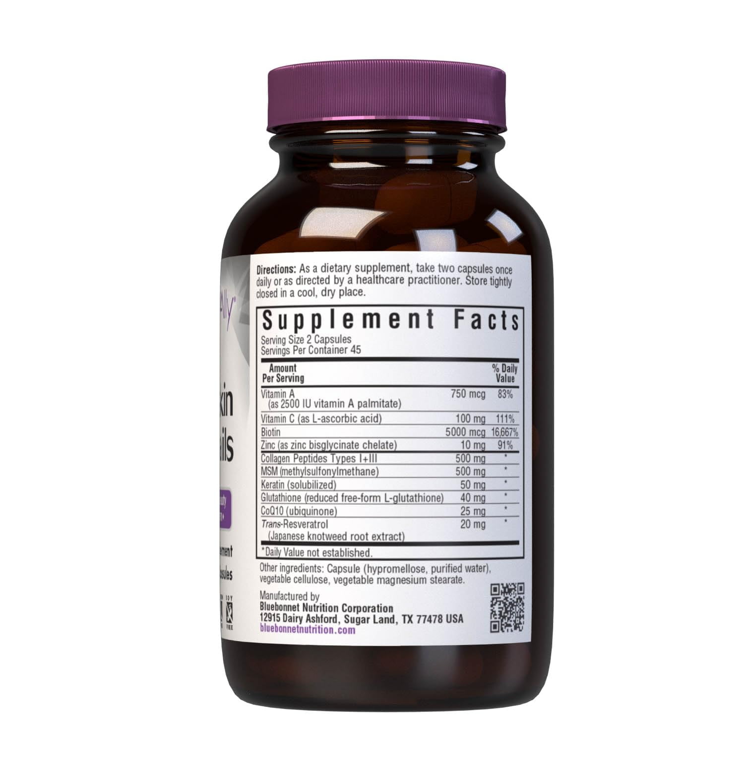 Bluebonnet Beautiful Ally Hair Skin & Nails, Hydrolyzed Collagen Peptides 1 & 3, 90 Caps