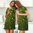 thumbnail image 4 of Sikiie Chemise de Nuit à Manches Courtes Imprimé Pailleté Vert pour Femmes, Col Rond, Pyjama d'Été pour la Maison, 4 of 6
