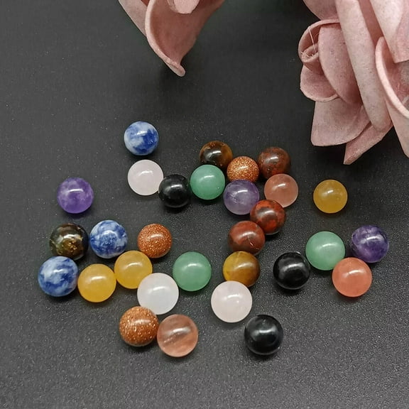 GKNET Wholesale 50pcs 12 mm Assorted Natural Mixed Stone Round Ball No Hole Beads