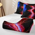 thumbnail image 4 of Erosebridal Neon Nature Lightning Twin Quilt Set for Boys Men, Red Blue Glowing Lines Twin Coverlet Set, 2 Pieces, 4 of 4