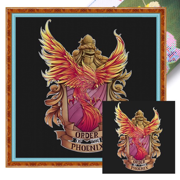 Hilo Algodón Bordado 11CT Impreso Phoenix Punto Cruz 50x50cm