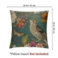 thumbnail image 4 of Creowell Decorative Pillow Covers Victorian Colorful Celebration Vintage Engraving Floral Begonia Colibri Pattern Exotic Fern Blue Throw Pillow Square Cushion Covers Bench Couch Decoration 2pcs White, 4 of 7