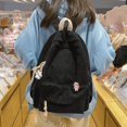 thumbnail image 3 of Solid Color Corduroy Backpack, Large-capacity Simple Schoolbag With Zipper, Cute Bag For Students, 3 of 6