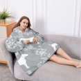 thumbnail image 5 of Oversized Wearable Blanket Hoodie,Terrier Dog Silhouette Dog and Flower Floral Sherpa Blanket Hoodie with Super Pockets,Super Warm Fuzzy Pullover for Women & Men, 5 of 6