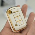 thumbnail image 3 of Key Fob Cover Compatible with Mitsubishi Eclipse Cross Outlander Sport Mirage G4 Lancer 2016-2021 3 Button TPU ABS Smart Key Keychain Case Holder Protector,White, 3 of 6