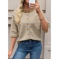 thumbnail image 6 of Eytino Cardigan Sweaters for Women Lightweight Knit 3/4 Sleeve Button Up Solid Knitwear Tops, 6 of 11