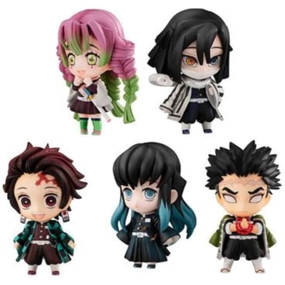 New, 5 Pieces Tanjiro Kamado Nezuko Zenitsu Inosuke 5cm/2inch Mini Statue PVC Collectible (Type 4)