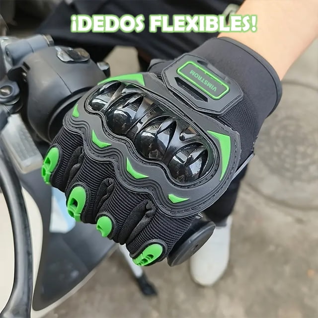 Guantes Para Moto VIMI Con Protección Anti Derrapes Color Verde Talla XL