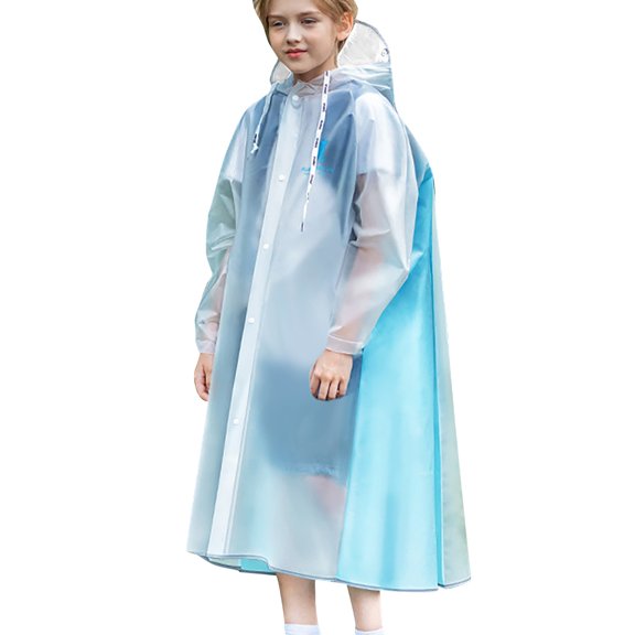 LIZENG Reusable Rain Jacket for Girls Waterproof Long Sleeve Rain Coat Poncho with Hood Kids Lightweight Long Sleeve Raincoat