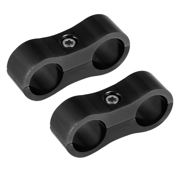 2 Pcs AN6 Car Hose Separator Clamp Aluminum Alloy Fuel Line Mounting Divider Fitting Adapter Black