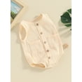 thumbnail image 3 of FEORJGP Infant Baby Girls and Boys Tank Romper 3M 6M 12M 18M Newborn Cute Round Neck Jumpsuit Sleeveless Button Down Bodysuit Toddler Casual Summer Clothes, 3 of 9