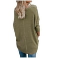 thumbnail image 4 of Women's Waffle Knit Tunic Blouse Tie Knot Henley Tops Loose Fitting V Neck Bat Wing Plain Shirts Sweater for Women, 4 of 7