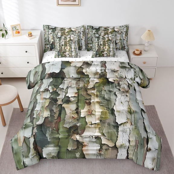 Feelyou Botanical Plant Adult Twin Bedding Sets 7pcs, Rustic Tree Branches Comforter Set