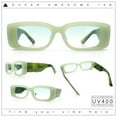 thumbnail image 2 of Womens Beveled Rectangle Mod Thick Plastic Fashion Sunglasses Light Green - Blue, 2 of 8