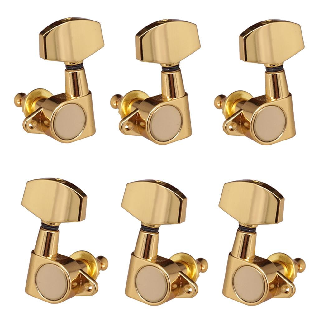 QccHieUs 3R3L Acoustic Electric Guitar String Tuning Pegs Keys Golden Gold square handle