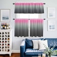 thumbnail image 2 of Pink Grey Kitchen Curtains Valances and Tiers Set of 3 Stripe Gradient Tier Curtains and Valance with Rod Pocket for Small Windows, 27.5"x24", 2 of 9