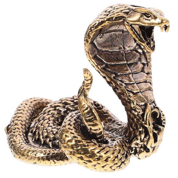 1 estatua de serpiente de latón, figura creativa de cobra, escultura de cobra, adorno de escritorio (serpiente sin dientes)