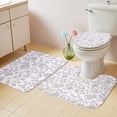 thumbnail image 2 of Spring Flower Bath Mat 3 Piece Bathroom Rug Set, Vintage Farmhouse Light Purple Boho Leaf Non Slip Bath Rug Contour Mat and Toilet Lid Cover, Absorbent Shower Mats Soft Bath Rugs and Mats Sets, 2 of 8