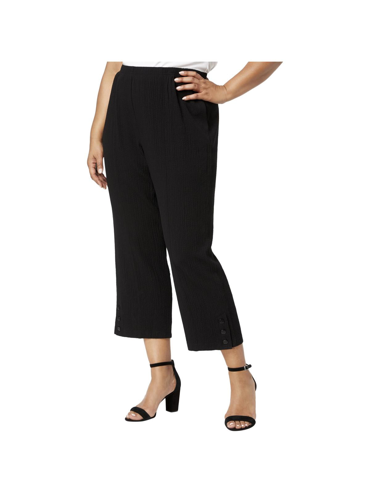 Alfred Dunner Womens Plus Classic Fit High Rise Casual Pants Black 2X ...