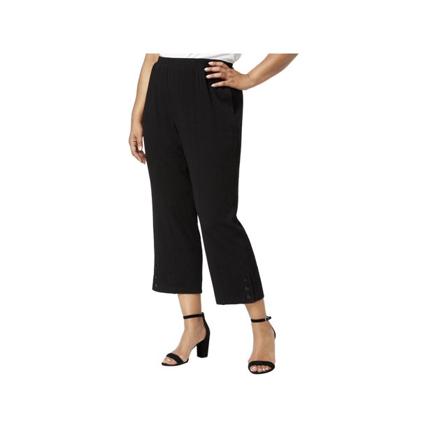 Alfred Dunner Womens Plus Classic Fit High Rise Casual Pants Black 2X
